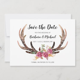Waterverf Herten Antlers Boheemse land bruiloft Save The Date