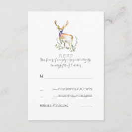 Waterverf Herten Antlers Bruiloft RSVP Kaarten Kaartje