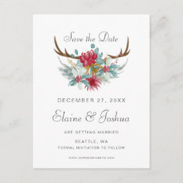 Waterverf Herten Bloemengewei Save the date Aankondigingskaart