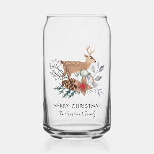 Waterverf Herten Botanische Kerst Holiday Custom Blikvorm Glas