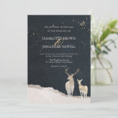 Waterverf Herten Elegante Rustieke Winterbruiloft Kaart (Staand voorkant)