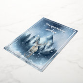 Waterverf herten en sneeuw, aangepast kerstmis folie feestdagenkaart (Gedraaid)