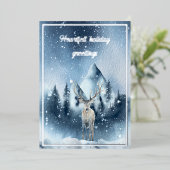 Waterverf herten en sneeuw, aangepast kerstmis folie feestdagenkaart (Staand Voorkant)