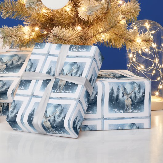 Waterverf herten en sneeuwdagen cadeaupapier (Feestdagen)
