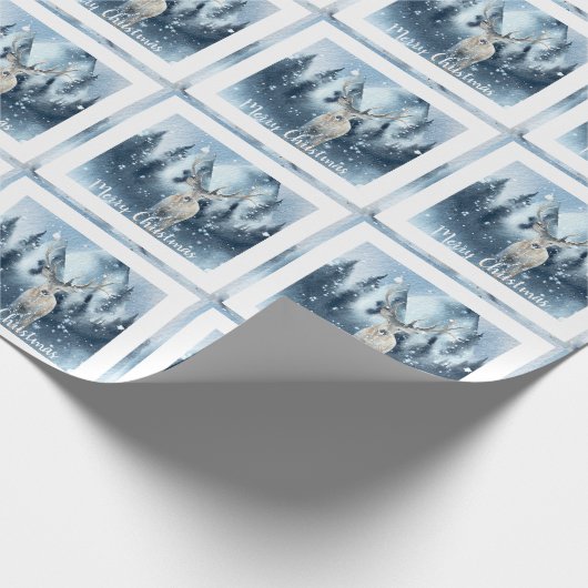 Waterverf herten en sneeuwdagen cadeaupapier (Hoek)