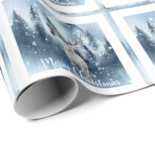 Waterverf herten en sneeuwdagen cadeaupapier (Rol Hoek)