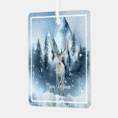 Waterverf herten en sneeuwdagen metalen ornament (Voorkant links)