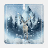 Waterverf herten en sneeuwdagen metalen ornament (Achterkant)