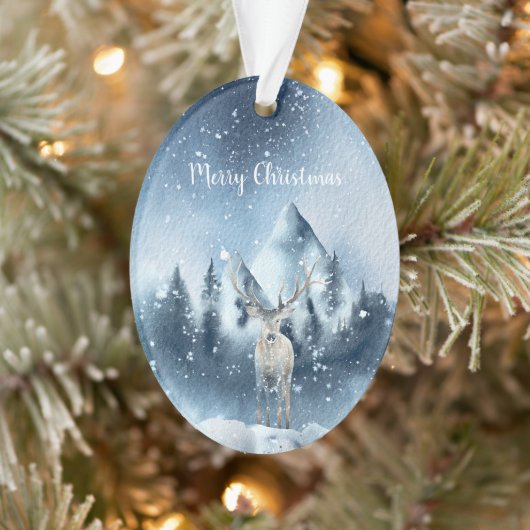 Waterverf herten en sneeuwdagen ornament (Boom)