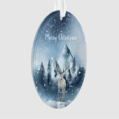 Waterverf herten en sneeuwdagen ornament (voorkant)