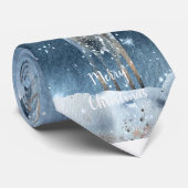 Waterverf herten en sneeuwdagen stropdas (Opgerold)