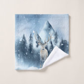 Waterverf herten en sneeuwvakantie bad handdoek (Wasdoekje)