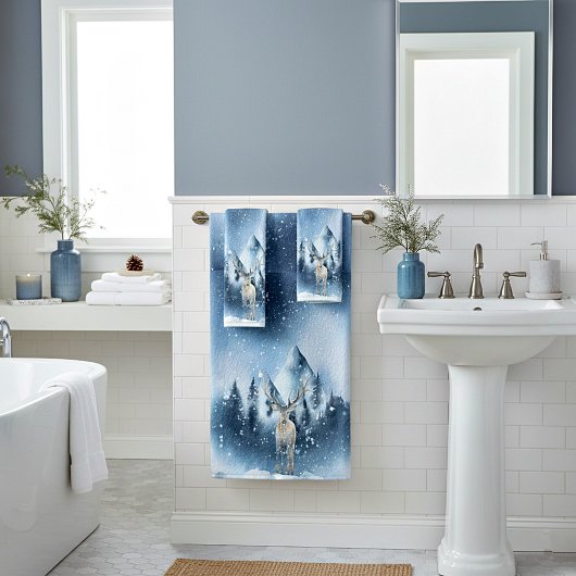 Waterverf herten en sneeuwvakantie bad handdoek