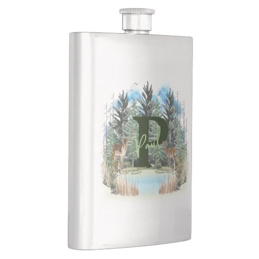 Waterverf Herten gepersonaliseerd Monogram Letter  Flacon (Rechts)