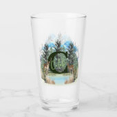 Waterverf herten gepersonaliseerd monogram letter glas (Achterkant)