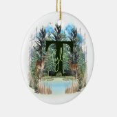 Waterverf Herten gepersonaliseerd Monogram Letter  Keramisch Ornament (Rechts)