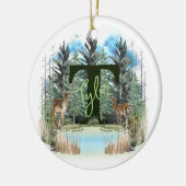 Waterverf Herten gepersonaliseerd Monogram Letter  Keramisch Ornament (Links)