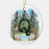 Waterverf Herten gepersonaliseerd Monogram Letter  Keramisch Ornament (Links)