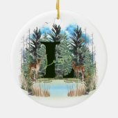 Waterverf Herten gepersonaliseerd Monogram Letter  Keramisch Ornament (Achterkant)