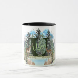 Waterverf Herten Gepersonaliseerd Monogram Letter  Mok