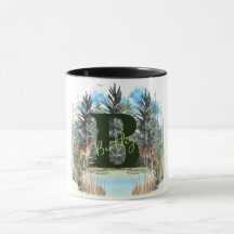 Waterverf Herten gepersonaliseerd Monogram Letter 