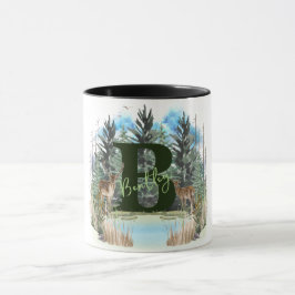 Waterverf Herten gepersonaliseerd Monogram Letter  Mok