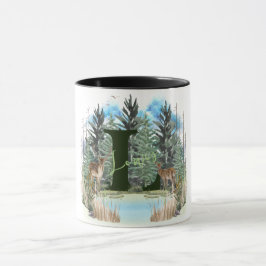 Waterverf Herten gepersonaliseerd Monogram Letter  Mok