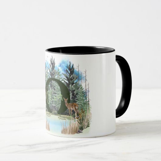 Waterverf Herten gepersonaliseerd Monogram Letter  Mok (Voorkant rechts)