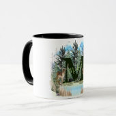 Waterverf Herten gepersonaliseerd Monogram Letter  Mok (Voorkant links)