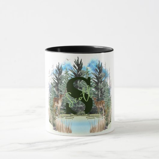 Waterverf Herten gepersonaliseerde Monogram Letter Mok (Midden)