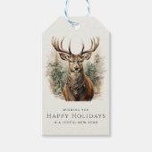 Waterverf herten gepersonaliseerde rendier kerst cadeaulabel (Voorkant)