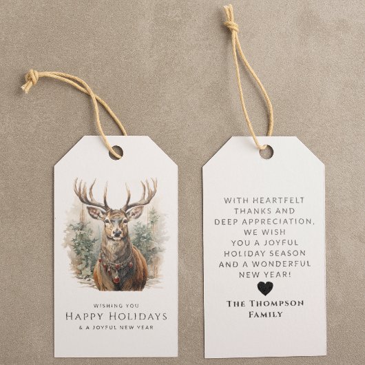 Waterverf herten gepersonaliseerde rendier kerst cadeaulabel