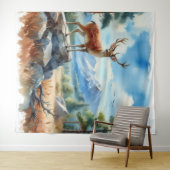 Waterverf herten in Natuur Wandkleed (In Situ (horizontaal))