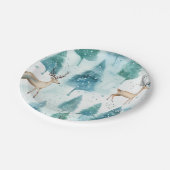 Waterverf Herten in Winterbos Kerstmis Papieren Bordje (Gekanteld)