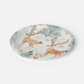 Waterverf Herten in Winterbos Kerstmis Papieren Bordje (Gekanteld)