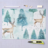 Waterverf Herten in Winterbos Kerstmis Tissuepapier (Craft)