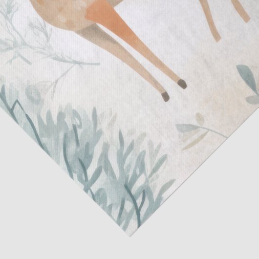 Waterverf Herten in Winterbos Kerstmis Tissuepapier (Detail)