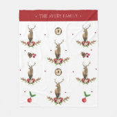 Waterverf Herten Kerst Idyll Design Fleece Deken (Voorkant)