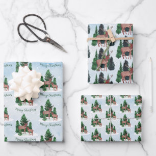 Waterverf Herten Kerstmis Inpakpapier Vel