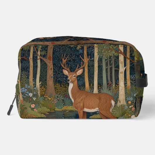 Waterverf herten kunst boho bos bos groen toilettasje (Achterkant)