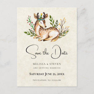 Waterverf Herten Liggen Boho Save the Date Uitnodiging Briefkaart