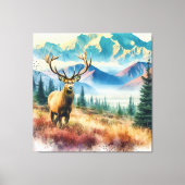 Waterverf herten met gewei canvas afdruk (Voorkant)