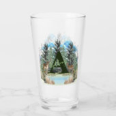 Waterverf Herten Persoonlijk Monogram Letter A Glas (Achterkant)