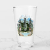 Waterverf Herten Persoonlijk Monogram Letter D Glas (Achterkant)
