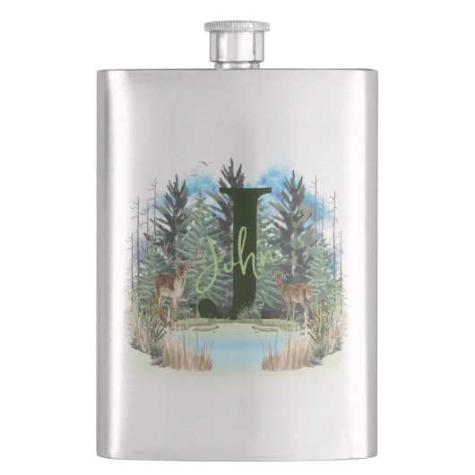 Waterverf Herten Persoonlijk Monogram Letter J Flacon (Voorkant)
