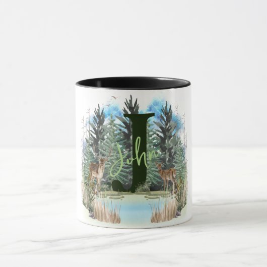 Waterverf Herten Persoonlijk Monogram Letter J Mok (Midden)