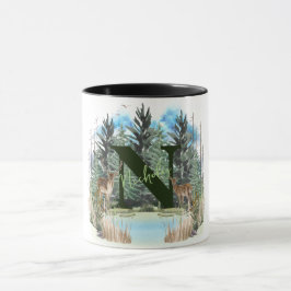 Waterverf Herten Persoonlijk Monogram Letter N Mok