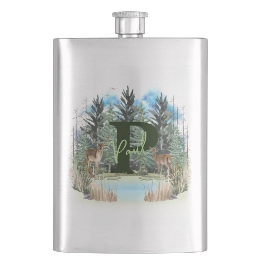 Waterverf Herten Persoonlijk Monogram Letter P Flacon (Voorkant)