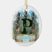 Waterverf Herten Persoonlijk Monogram Letter P Keramisch Ornament (Rechts)