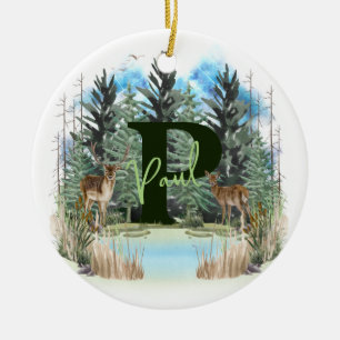Waterverf Herten Persoonlijk Monogram Letter P Keramisch Ornament